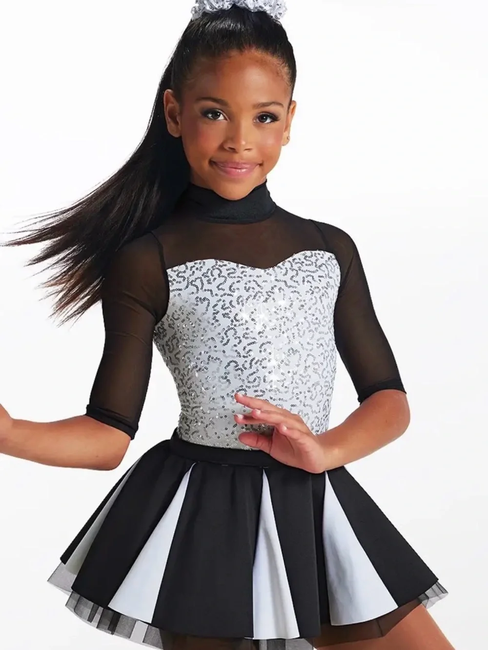 Weissman Black and White Sequin Bodice Dance Costume